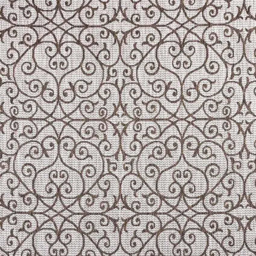 8' Taupe And Espresso Square Geometric Indoor Outdoor Area Rug Photo 2