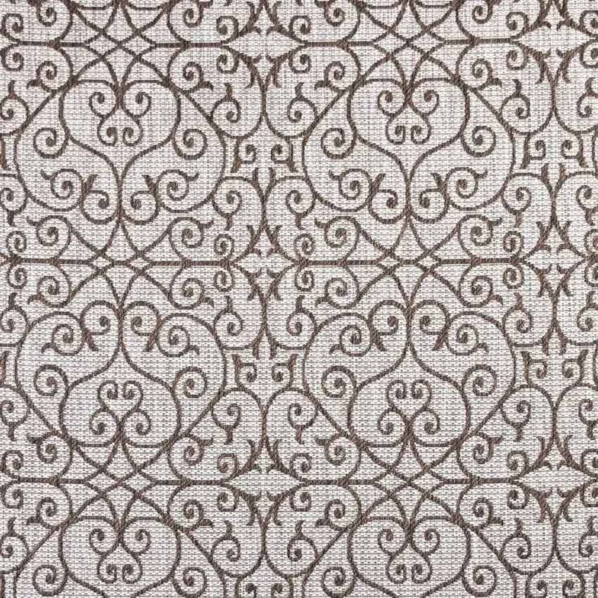 8' Taupe And Espresso Square Geometric Indoor Outdoor Area Rug Photo 3