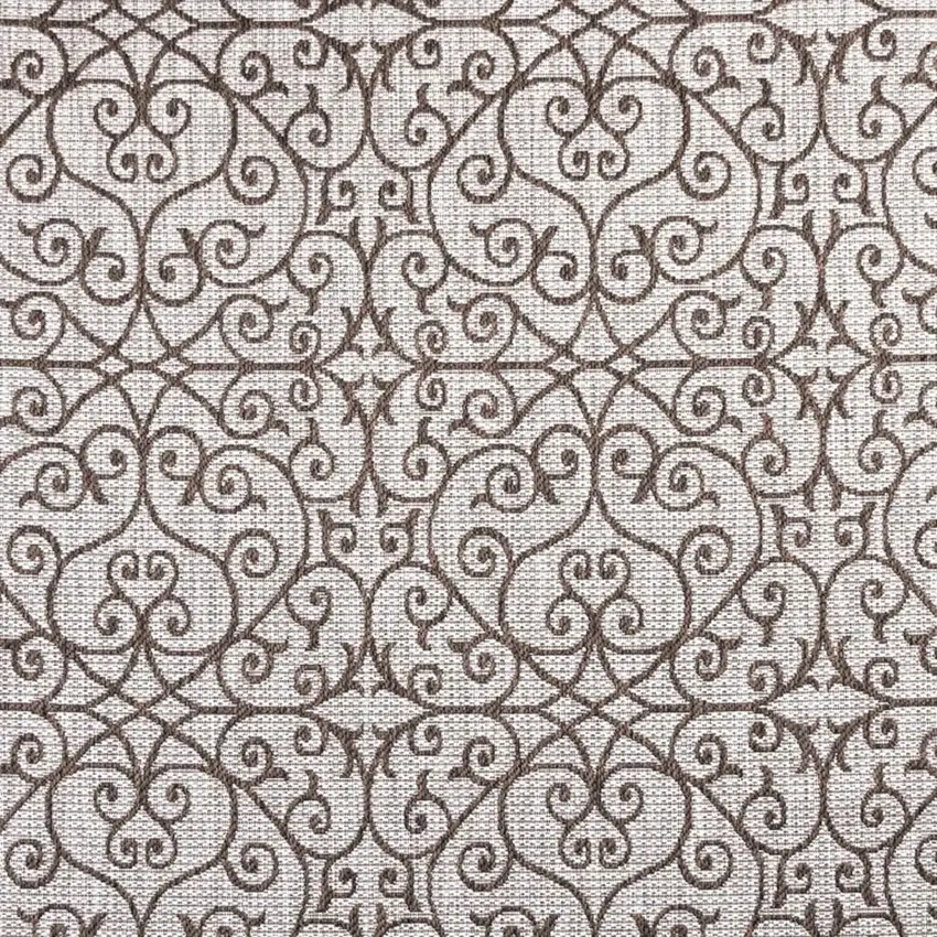 9' Taupe And Espresso Square Geometric Indoor Outdoor Area Rug Photo 2