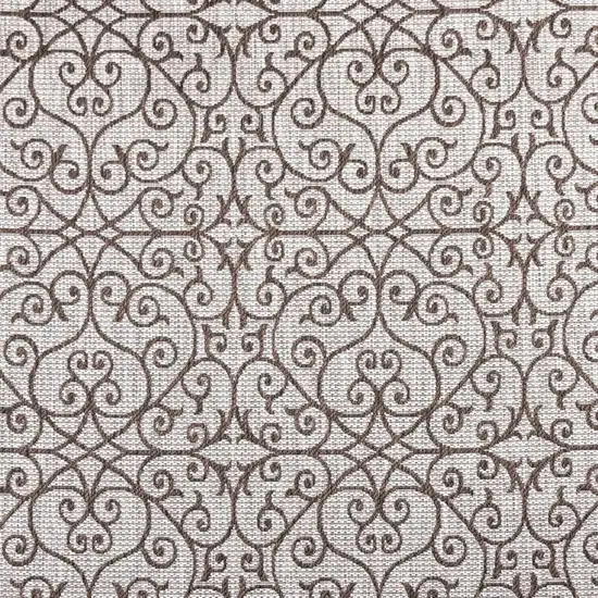 9' Taupe And Espresso Square Geometric Indoor Outdoor Area Rug Photo 3