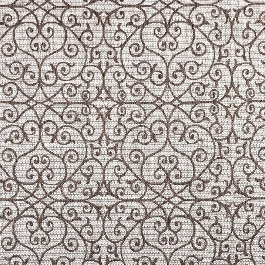 9' Taupe And Espresso Square Geometric Indoor Outdoor Area Rug Photo 3