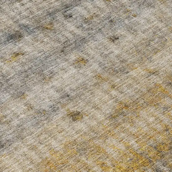 8' Taupe And Gold Round Striped Washable Indoor Outdoor Area Rug Photo 9