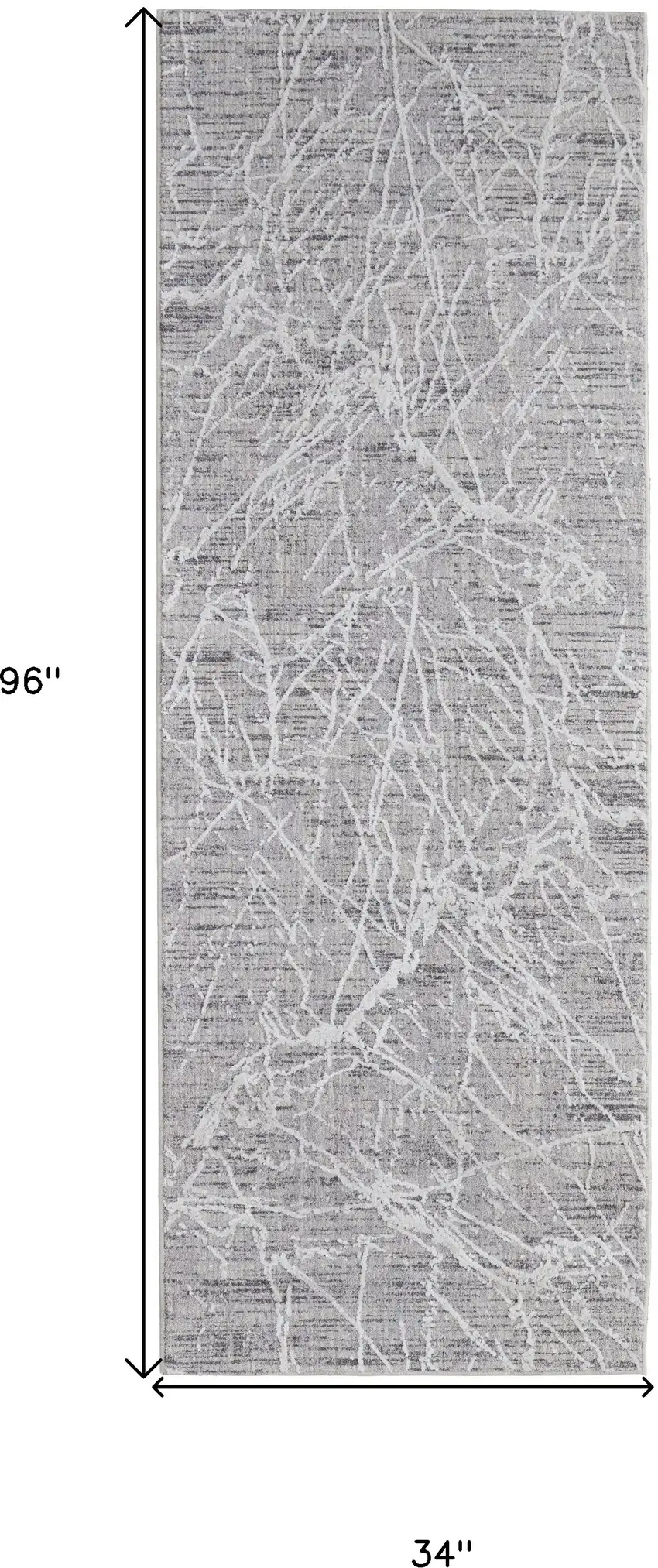 8' Taupe And Gray Abstract Power Loom Distressed Stain Resistant Runner Rug Photo 7