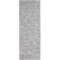 Photo of 8' Taupe And Gray Abstract Power Loom Distressed Stain Resistant Runner Rug