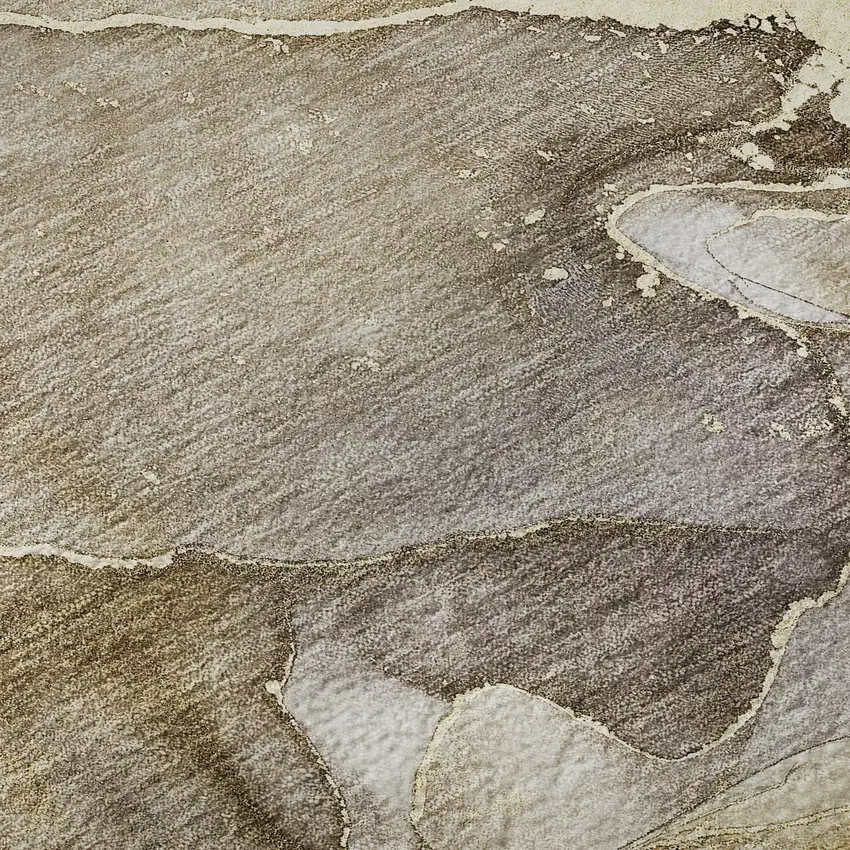 8' Taupe And Gray Abstract Washable Round Rug With UV Protection Photo 9