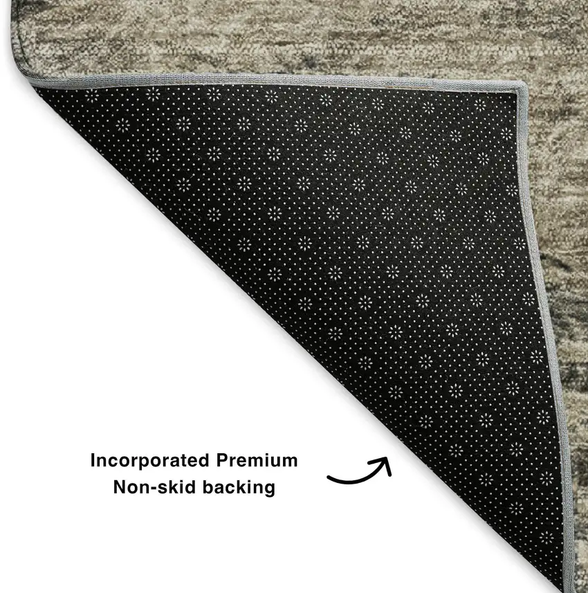 8' Taupe And Gray Abstract Washable Round Rug With UV Protection Photo 6