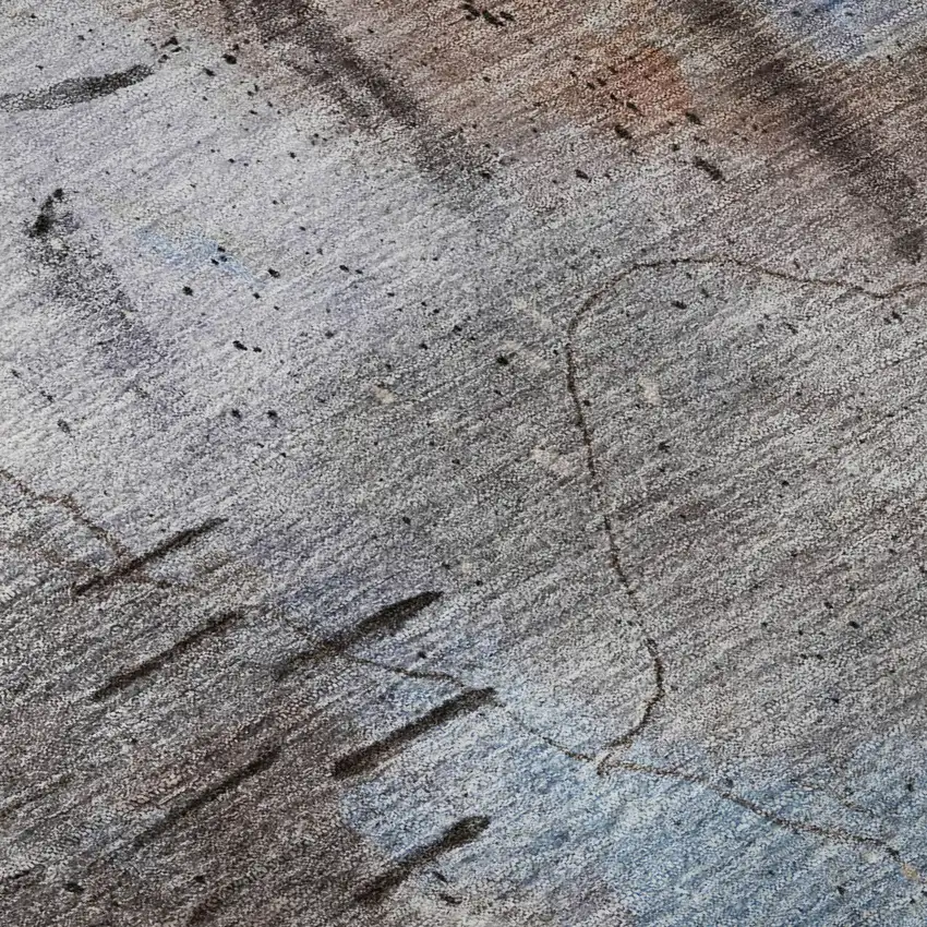 8' Taupe And Gray Abstract Washable Round Rug With UV Protection Photo 7