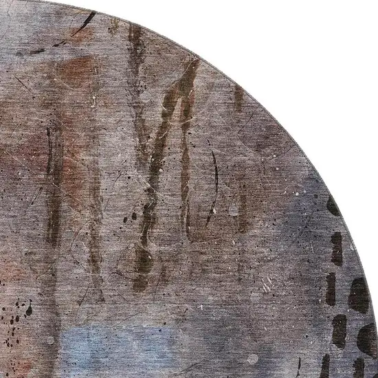 8' Taupe And Gray Abstract Washable Round Rug With UV Protection Photo 3