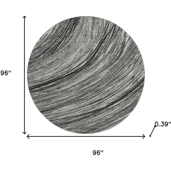 8' Taupe And Gray Abstract Washable Round Rug With UV Protection Photo 8