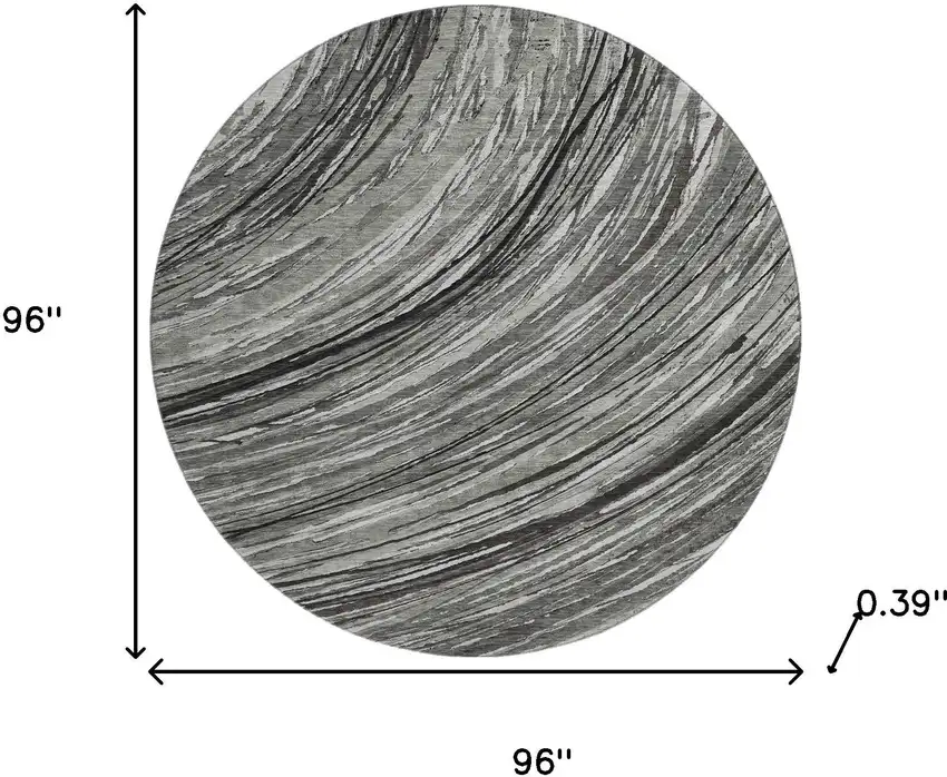 8' Taupe And Gray Abstract Washable Round Rug With UV Protection Photo 8