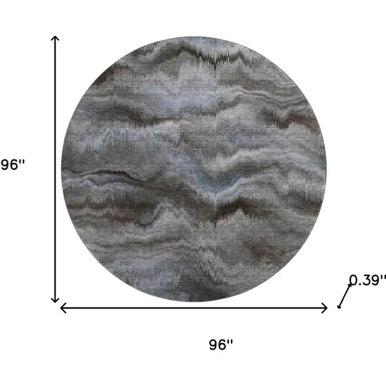 8' Taupe And Gray Abstract Washable Round Rug With UV Protection Photo 8