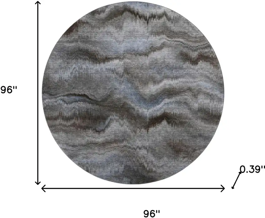 8' Taupe And Gray Abstract Washable Round Rug With UV Protection Photo 8
