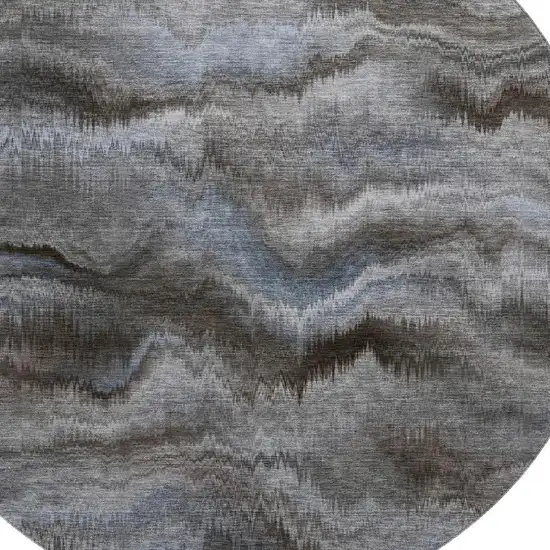 8' Taupe And Gray Abstract Washable Round Rug With UV Protection Photo 3