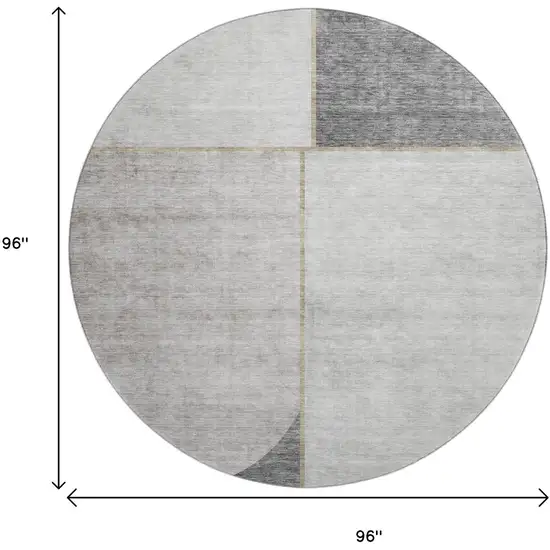 8' Taupe And Gray Geometric Washable Round Rug With UV Protection Photo 9