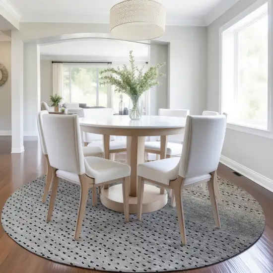 8' Taupe And Gray Round Abstract Washable Indoor Outdoor Area Rug Photo 6