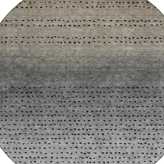 8' Taupe And Gray Round Abstract Washable Indoor Outdoor Area Rug Photo 8