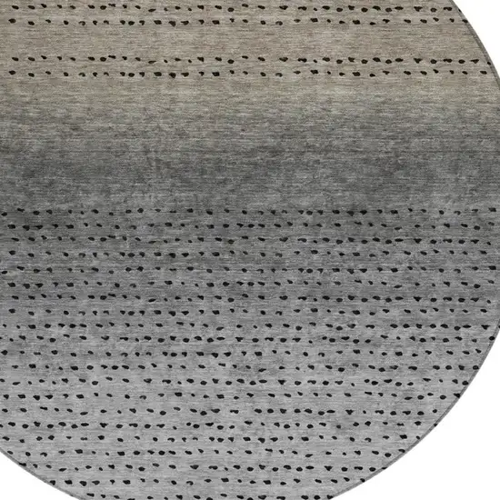 8' Taupe And Gray Round Abstract Washable Indoor Outdoor Area Rug Photo 4