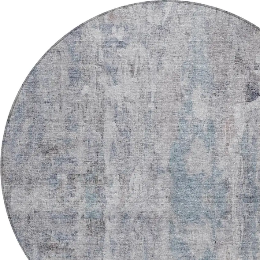 8' Taupe And Gray Round Abstract Washable Indoor Outdoor Area Rug Photo 7