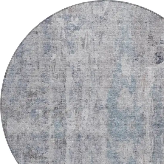 8' Taupe And Gray Round Abstract Washable Indoor Outdoor Area Rug Photo 7