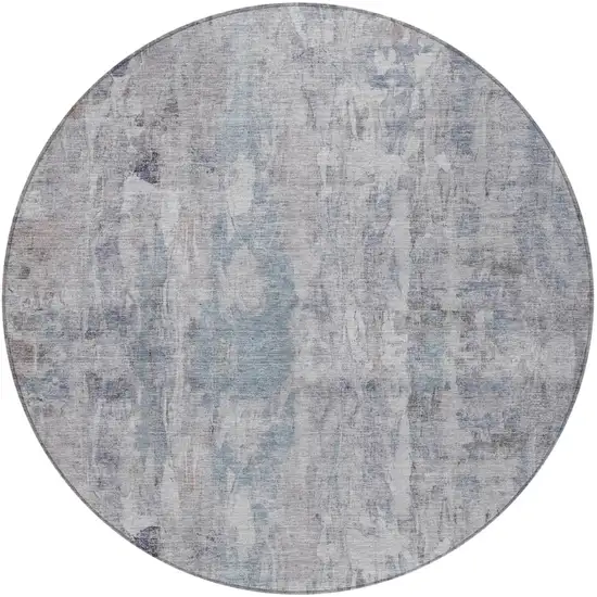 8' Taupe And Gray Round Abstract Washable Indoor Outdoor Area Rug Photo 4