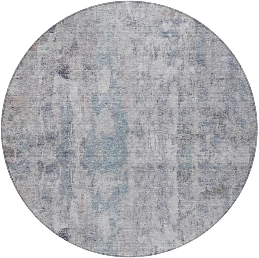 8' Taupe And Gray Round Abstract Washable Indoor Outdoor Area Rug Photo 4