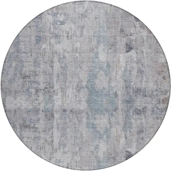 8' Taupe And Gray Round Abstract Washable Indoor Outdoor Area Rug Photo 2
