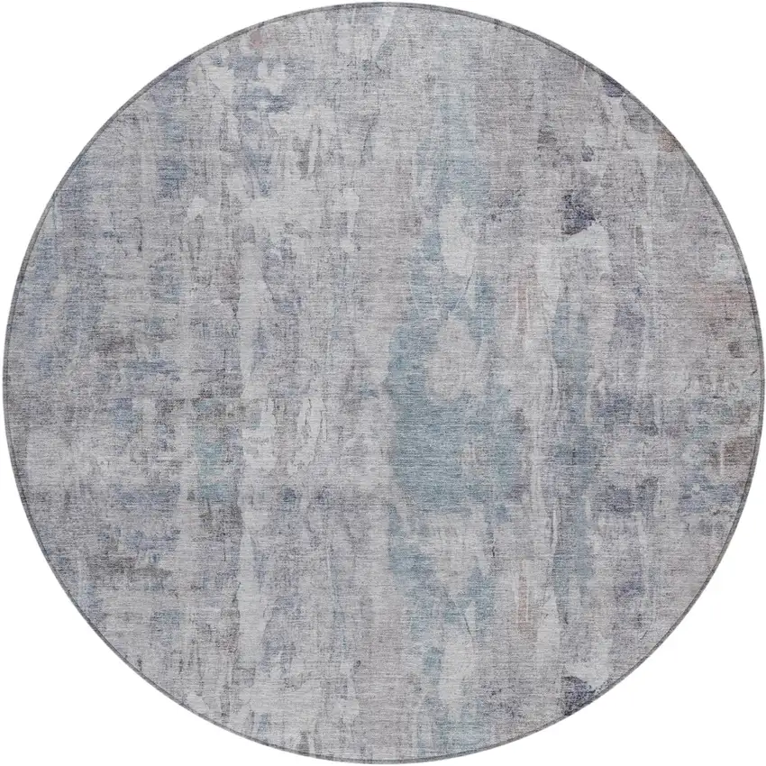 8' Taupe And Gray Round Abstract Washable Indoor Outdoor Area Rug Photo 2