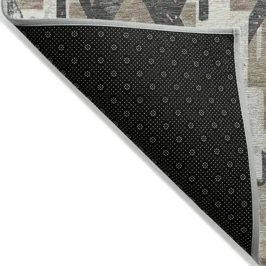 8' Taupe And Gray Round Aztec Washable Indoor Outdoor Area Rug Photo 8