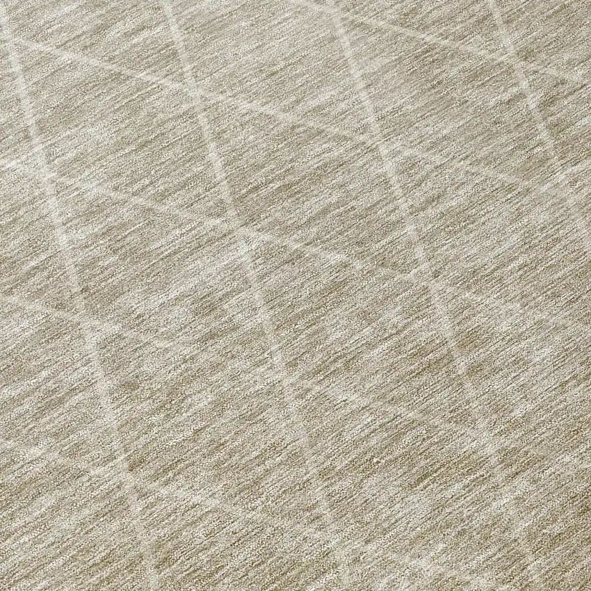 8' Taupe And Gray Round Geometric Washable Indoor Outdoor Area Rug Photo 8