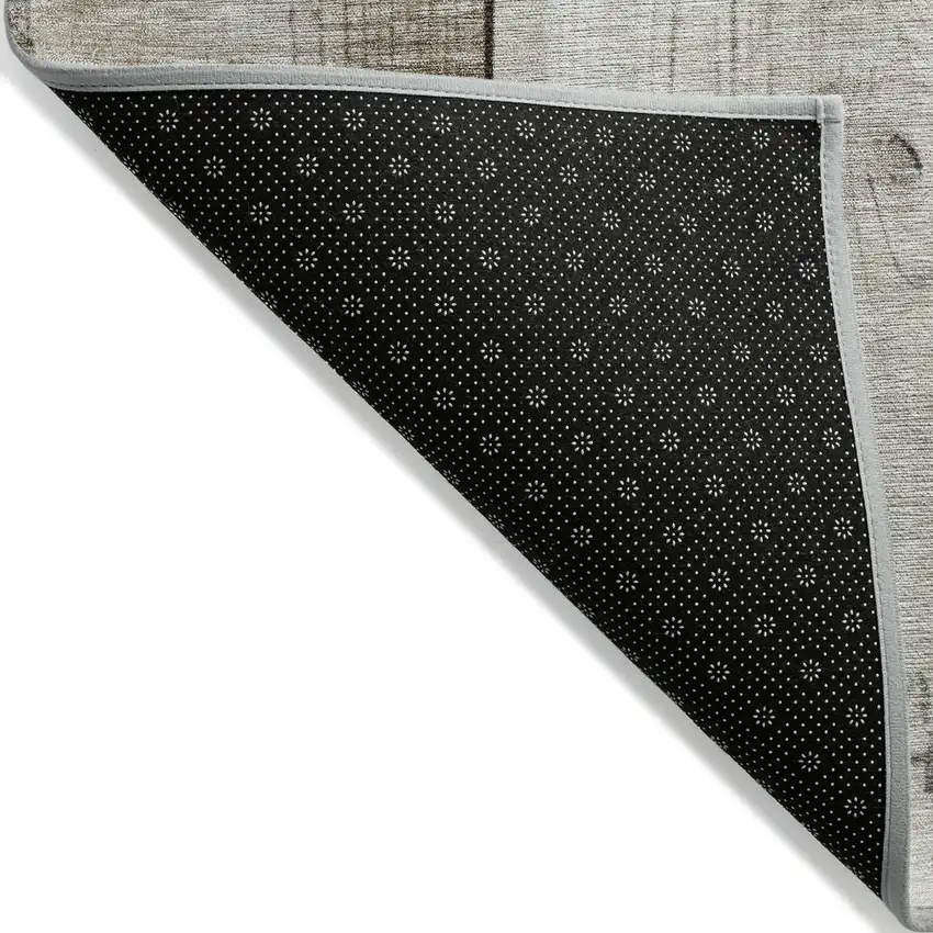 8' Taupe And Gray Round Geometric Washable Indoor Outdoor Area Rug Photo 5