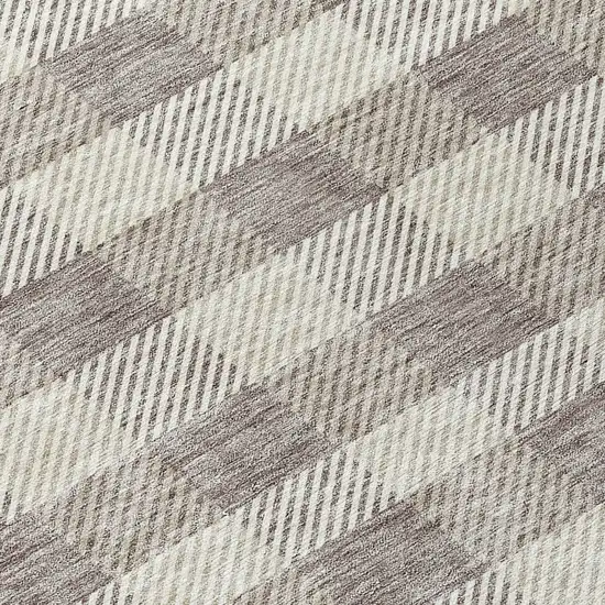 8' Taupe And Gray Round Plaid Washable Indoor Outdoor Area Rug Photo 8