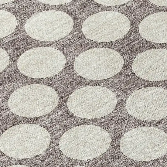 8' Taupe And Gray Round Polka Dot Washable Indoor Outdoor Area Rug Photo 8