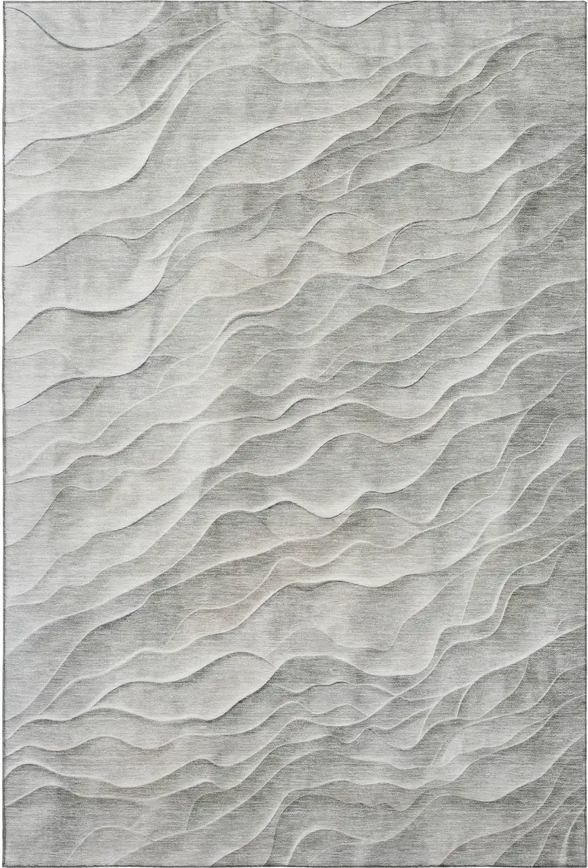 8' Taupe And Ivory Abstract Washable Area Rug With UV Protection Photo 1