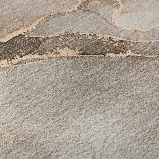 8' Taupe And Ivory Abstract Washable Round Rug With UV Protection Photo 9