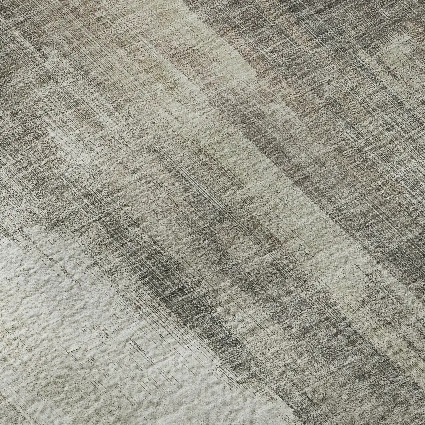 8' Taupe And Ivory Abstract Washable Round Rug With UV Protection Photo 8