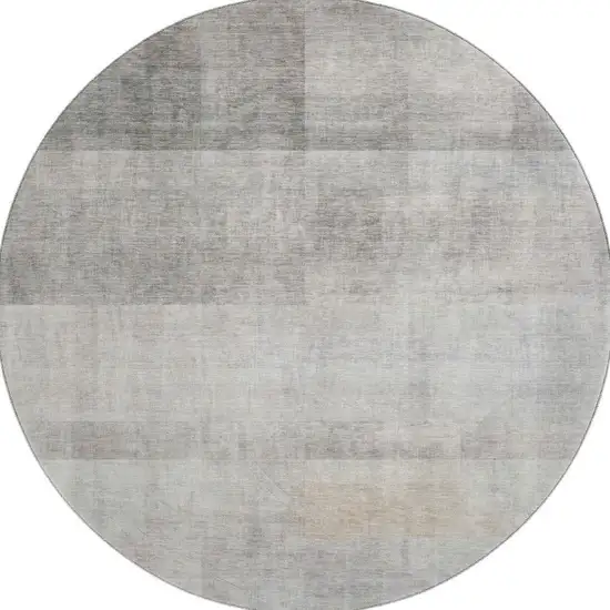 8' Taupe And Ivory Abstract Washable Round Rug With UV Protection Photo 4