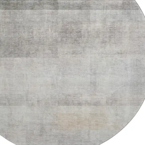 8' Taupe And Ivory Abstract Washable Round Rug With UV Protection Photo 3