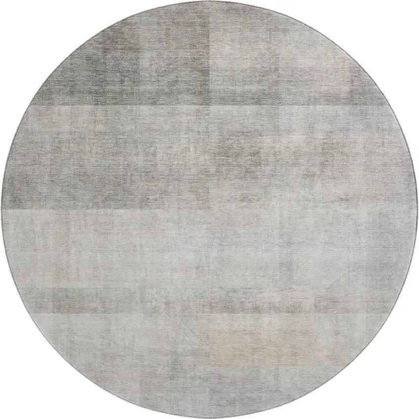8' Taupe And Ivory Abstract Washable Round Rug With UV Protection Photo 1