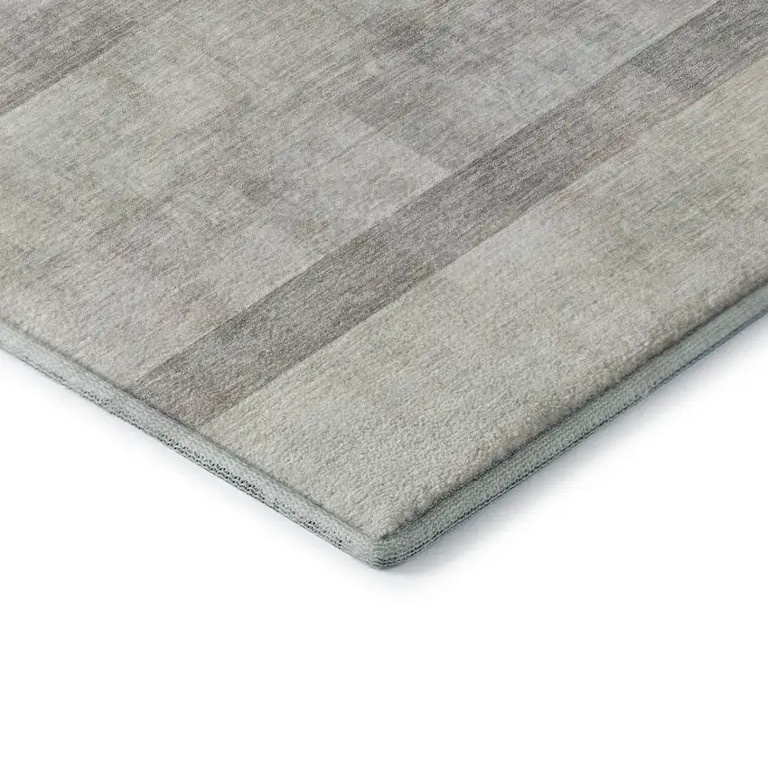 8' Taupe And Ivory Abstract Washable Round Rug With UV Protection Photo 7