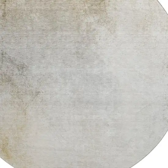 8' Taupe And Ivory Abstract Washable Round Rug With UV Protection Photo 3