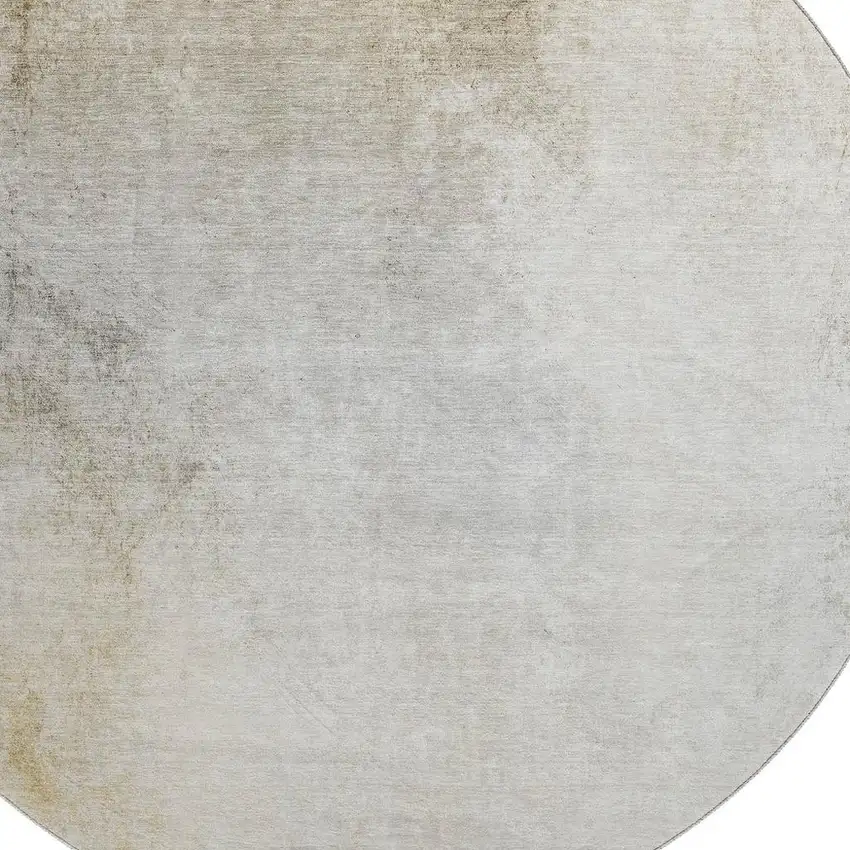 8' Taupe And Ivory Abstract Washable Round Rug With UV Protection Photo 3