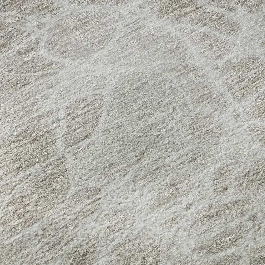 8' Taupe And Ivory Abstract Washable Round Rug With UV Protection Photo 9