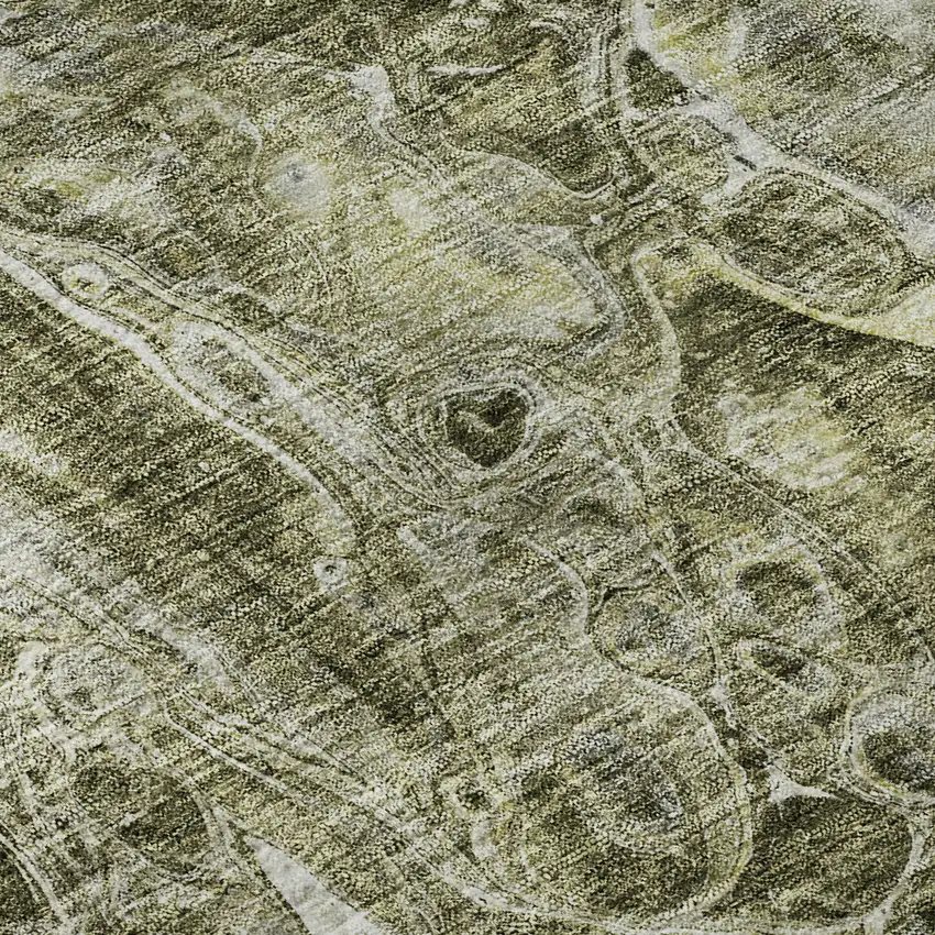 8' Taupe And Ivory Abstract Washable Round Rug With UV Protection Photo 8