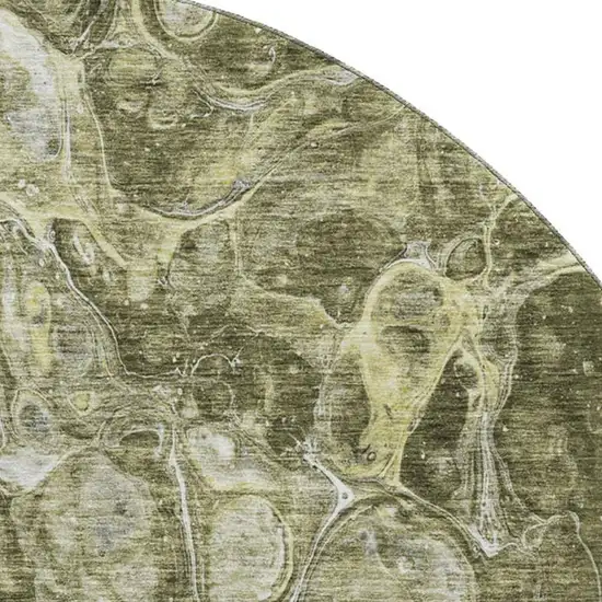 8' Taupe And Ivory Abstract Washable Round Rug With UV Protection Photo 2