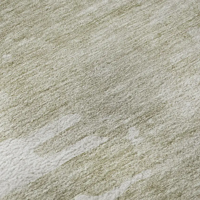 8' Taupe And Ivory Abstract Washable Round Rug With UV Protection Photo 8