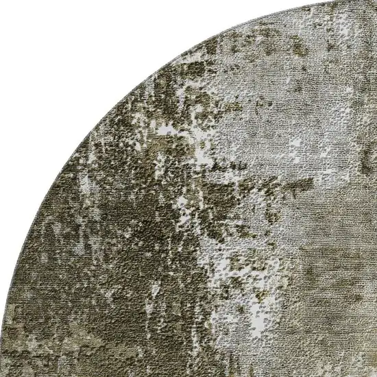 8' Taupe And Ivory Abstract Washable Round Rug With UV Protection Photo 3