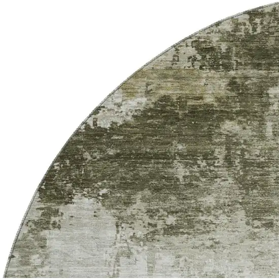 8' Taupe And Ivory Abstract Washable Round Rug With UV Protection Photo 2