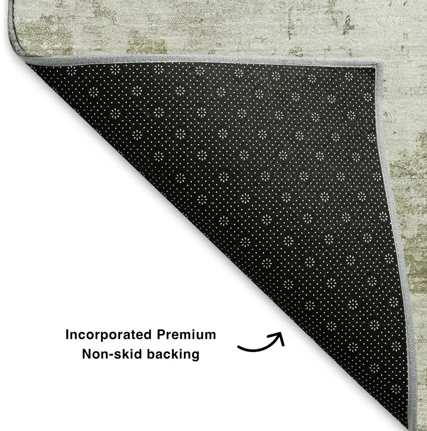 8' Taupe And Ivory Abstract Washable Round Rug With UV Protection Photo 5