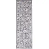 Photo of 8' Taupe And Ivory Floral Power Loom Runner Rug