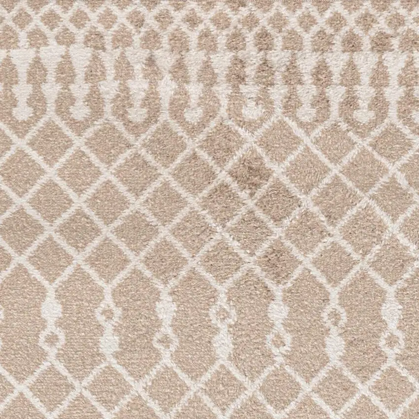 6' Taupe And Ivory Geometric Runner Rug Photo 3